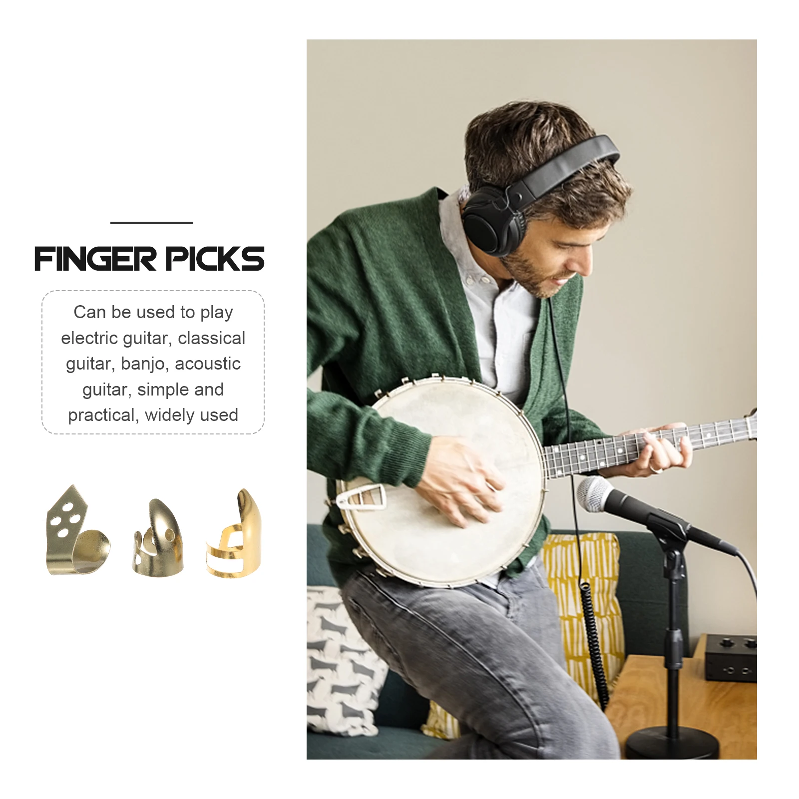 

1 set 1 Set Finger Pick Finger Thumb Picks Picks For Guitar Banjo Thumb Protector Durable Practical Use Accessories