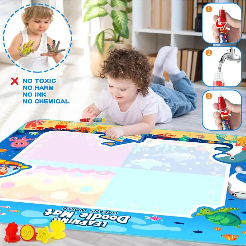 Water Drawing Mat Reusable Water Drawing Mat for Kids Large Kids Painting Water Drawing Mat Reusable Toddler Water Writing Mat