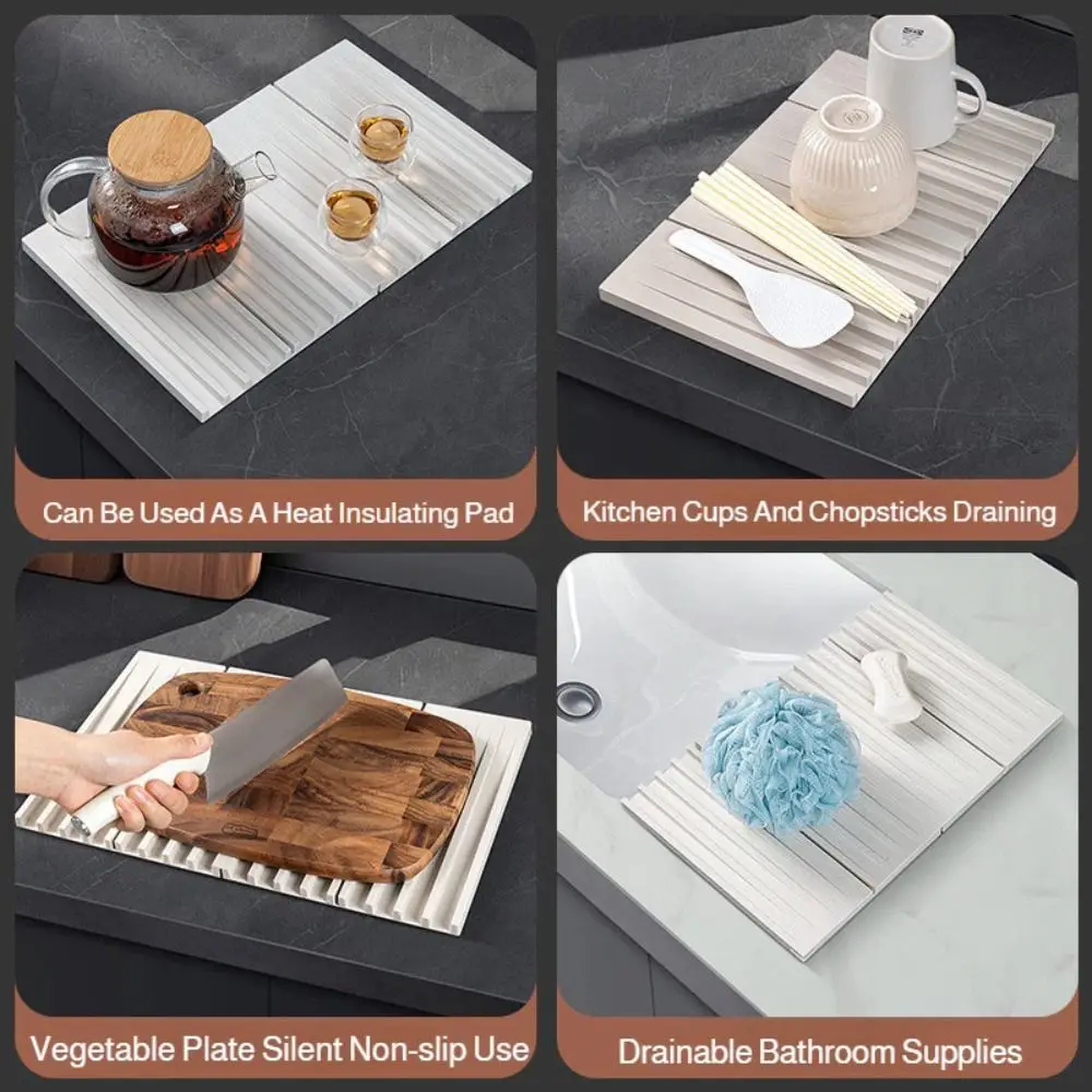 

Складной силиконовый коврик для сушки посуды, сушка посуды, противоожоговая подставка, кухонный коврик для слива, многофункциональный