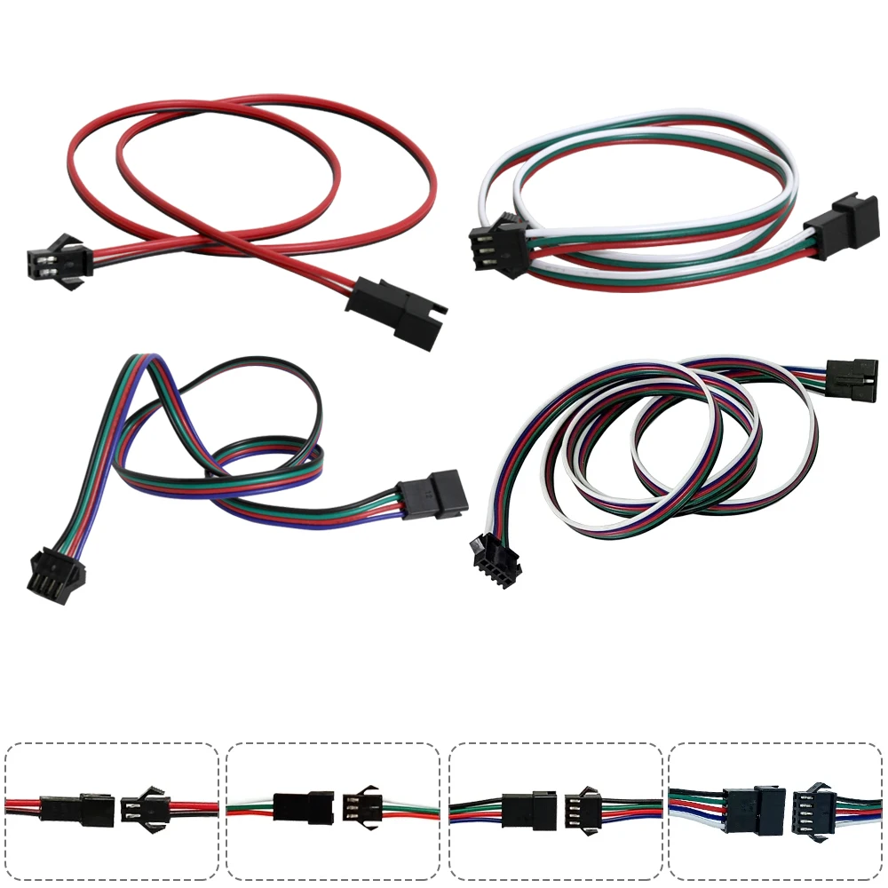1-10 PCS 2Pin 3Pin 4Pin 5Pin JST LED Extension Cable 22AWG Electric Wire Male Female Connector for Led Light Strip CCTV Driver