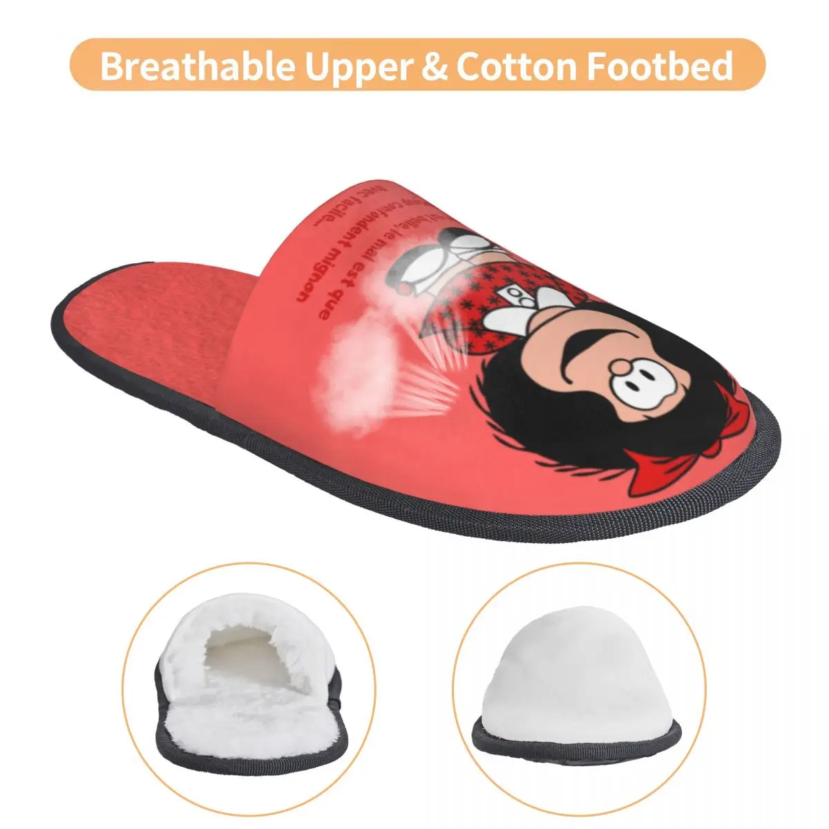 Custom Kawaii Mafaldas Guest Slippers for Spa Women Custom Print Quino Argentina Cartoon House Slipper