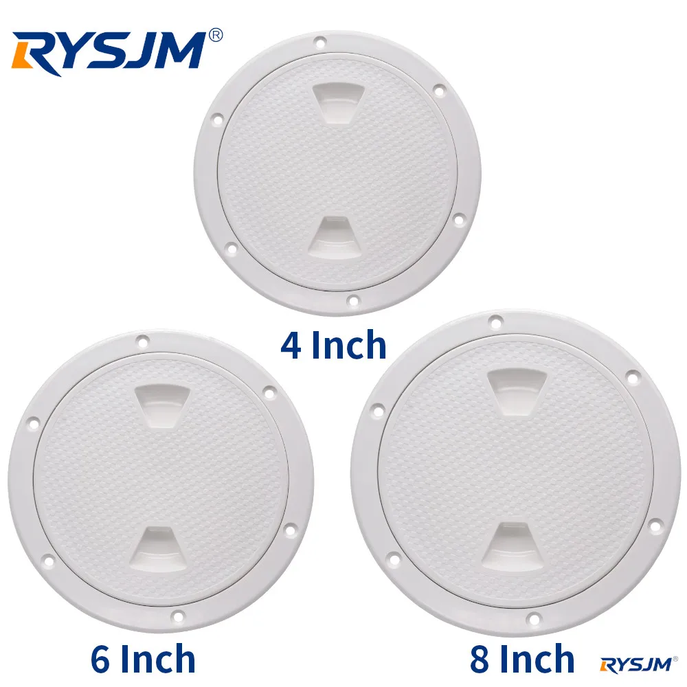 Black White 4/6/8 inch ABS Plastic Round Boat Out Deck Plate Inspection Access Hatch Cover Deck Plate Non Slip for Boat RV Yacht