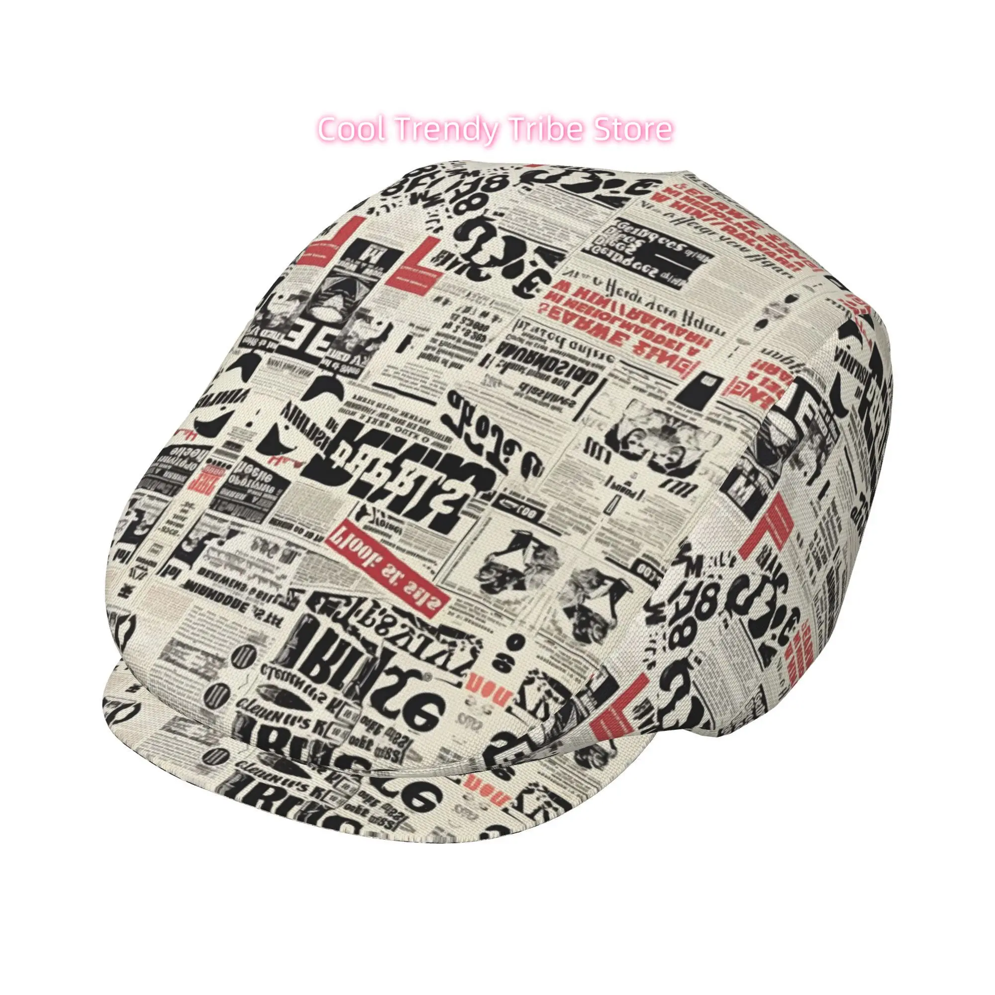1pc of Vintage Newspaper Design Full-Face Beret, a Stylish Newsboy Cap Suitable for Both Genders, Perfect for Outdoor Sports, Ca