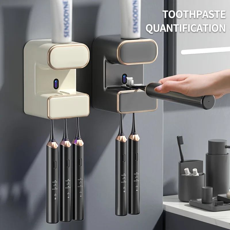 Toothpaste Dispenser Toothbrush Holder For Bathroom, Wall Mount, Sensor Toothbrush  Rack father's day gift