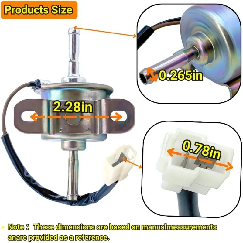 MUGURO 1G642-52030 12V Fuel Pump for Kubota Engine D722 D905 D1005 D1105 V1505 V2003 V2203 V3300 V3307 V3800 Z482 Z602