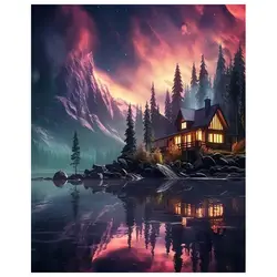 SDOYUNO Aurora Scenery Diamond Painting Beautiful Fantasy Picture Diamond Mosaic Cross Stitch Kit Handmade Home Wall Decoration