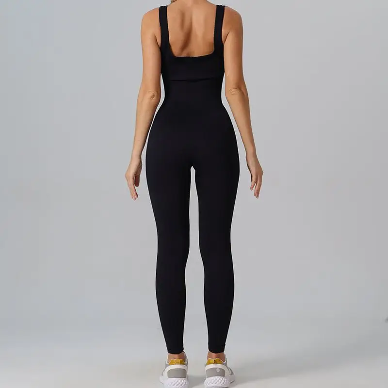 Seamless Jumpsuit Women Thread High Elasticity Yoga Set Running Sports Suit Quick Drying Sleeveless Fitness Gym Set