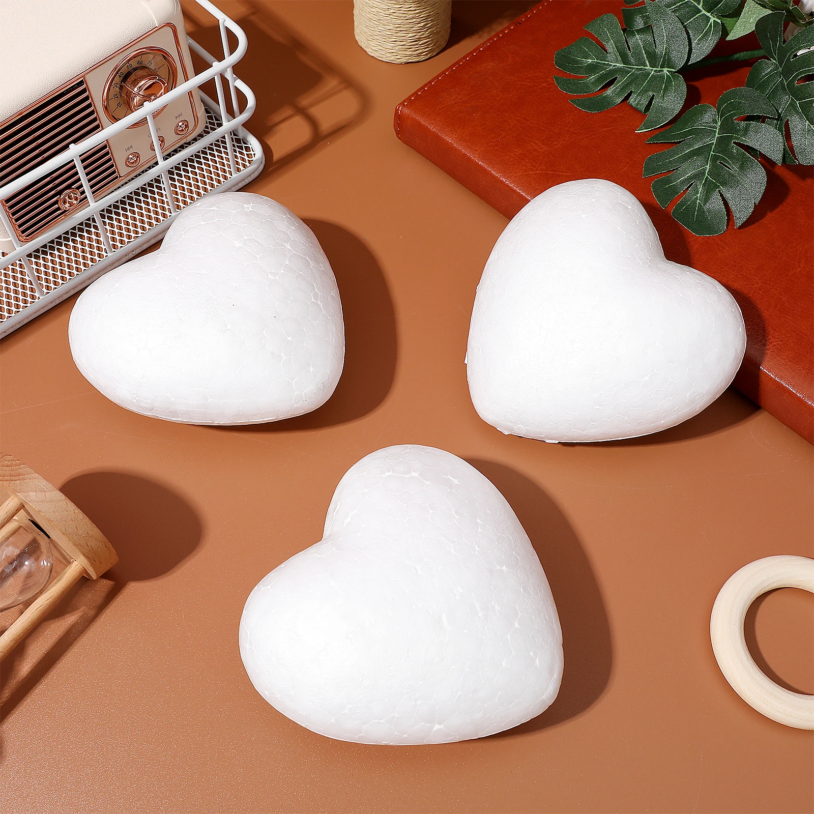 

3Pcs Heart-Shaped Foam Balls 10Cm White DIY Craft Shapes for Valentines Day Wedding Decorations Christmas Party Centerpieces