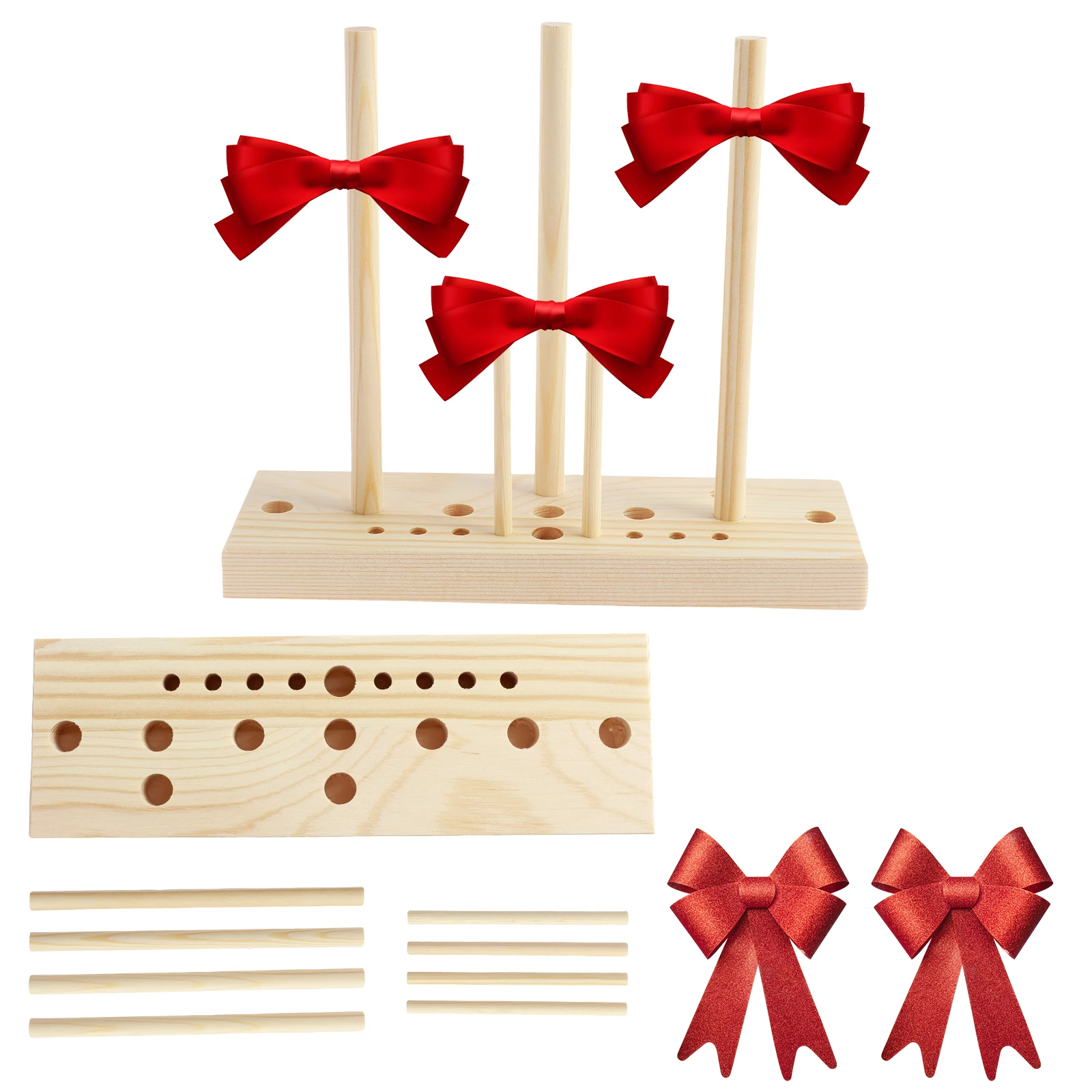 Wooden Bow Maker Multi Size Adjustable With Wooden Board Sticks DIY for Christmas Bows Halloween Corsages Crafts Decoration