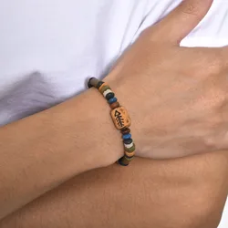 Rotating Fish Bone Beaded Bracelet Original Tribal Jewelry for Men Surfer Jewelry Adjustable