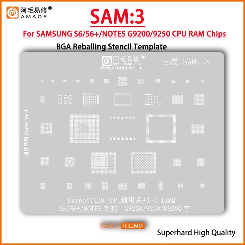 Amaoe SAM3 BGA Stencil Reballing For SAMSUNG S6/S6+/NOTE5 G9200 9250 N9200 MAX77843 MPB02 MAX77833 S535 S2MPS15A0 MAX77838 98505