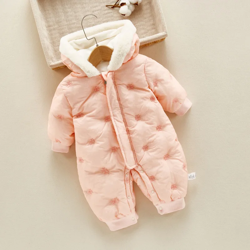 Baby Clothes Winter Onesie Plus Fleece Thickened Girls Babies Warm Cute Crawling Coat