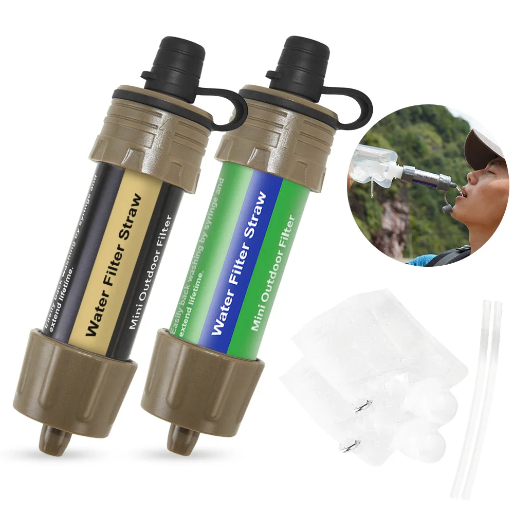 1/2pcs Outdoor Water Filter Straw Water Filtration System Water Purifier for Emergency Preparedness Camping Traveling