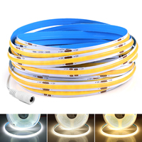 Linear Dimmable DC 5V 12V 24V COB LED Strip Lights 5M FCOB 320LEDs/M Flexible LED Tape Ribbon 3000K/4000K/6500K For Room Decor