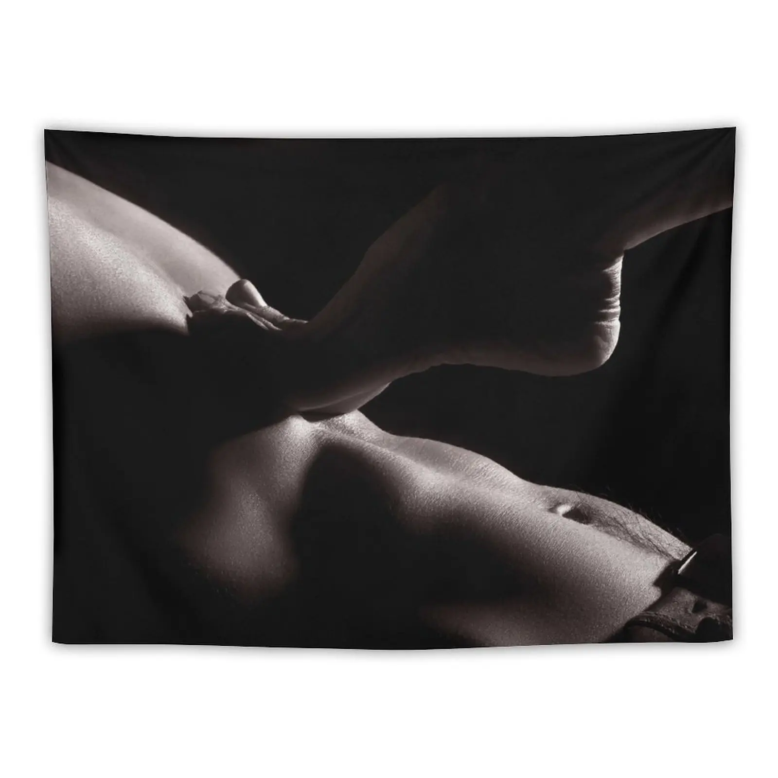 

Woman foot on bare man chest sensual body parts closeup art print Tapestry Outdoor Decor Wall Hanging Tapestry