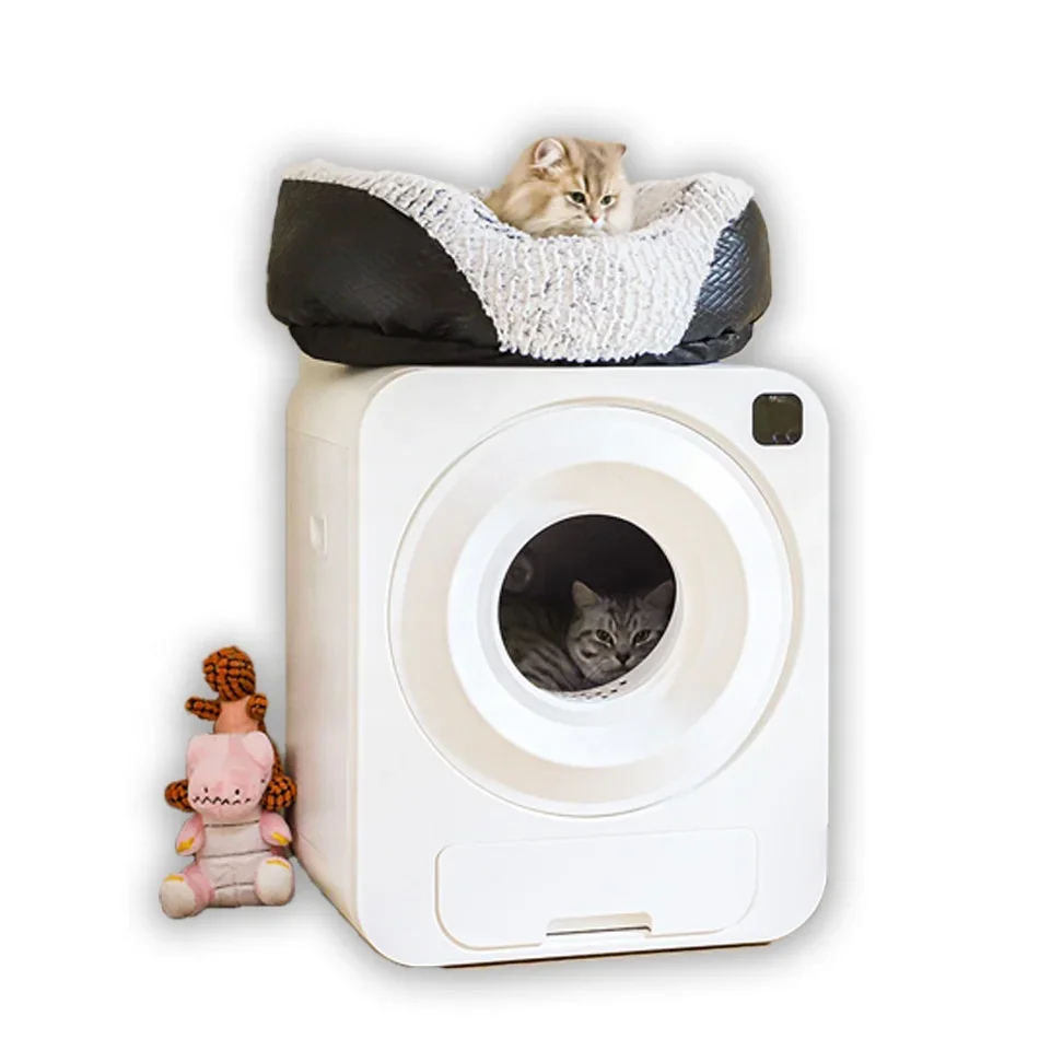 

Automatic Cat Toilet Self Cleaning Cats Sandbox Smart Box Closed Tray Toilet Rotary Training Detachable Bedpan