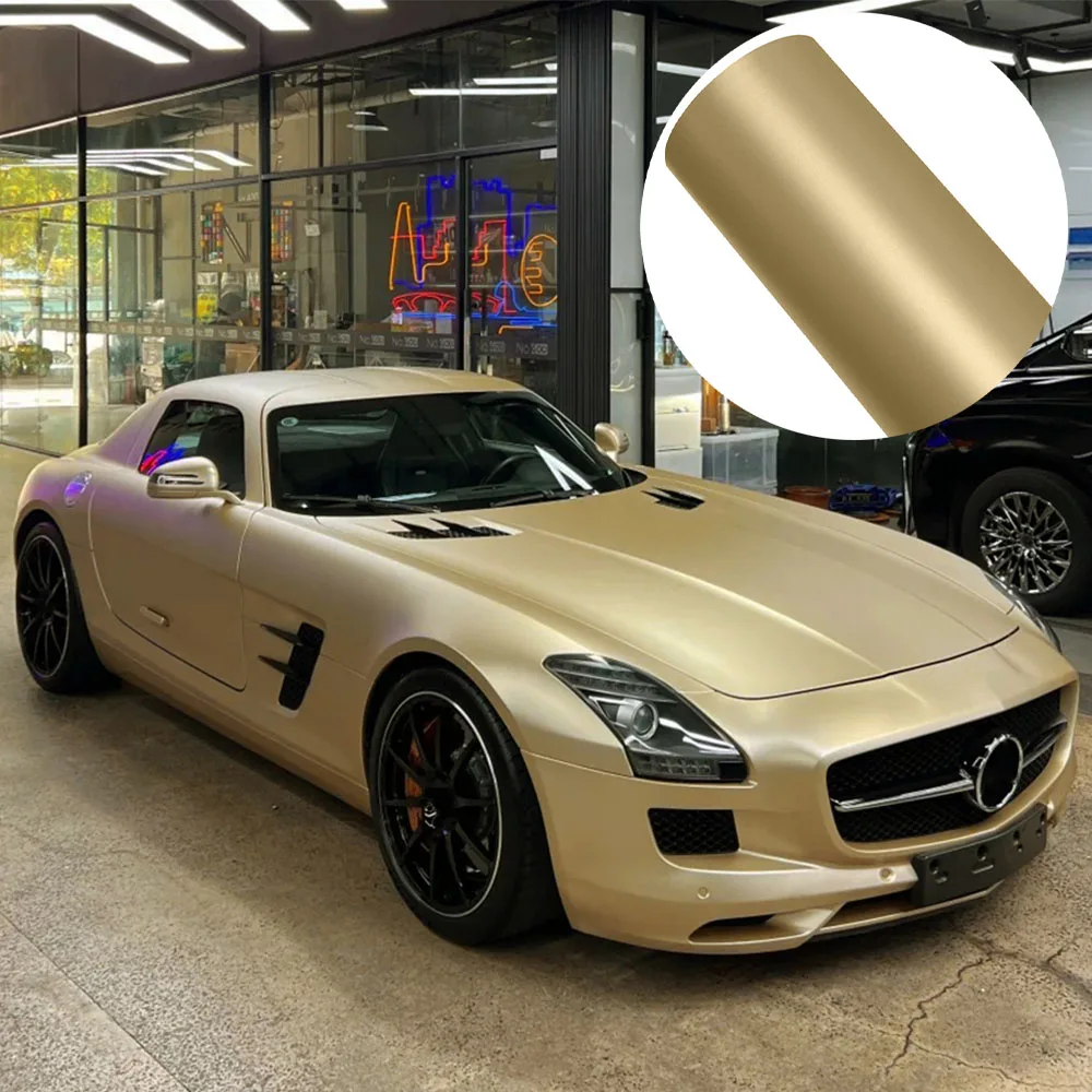 Pellicola Adesiva Opaca Oro per Auto, PVC, per Carrozzeria, Adesivi Opachi per Cofano Moto, Adesivo Cambia Colore