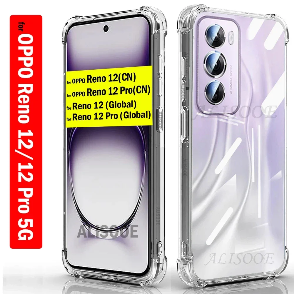 Transparent Funda for OPPO Reno 12 Pro 5G Case Ultra Thin HD Clear Soft Shockproof Cover for Reno 12 11 10 9 Pro Plus Capa