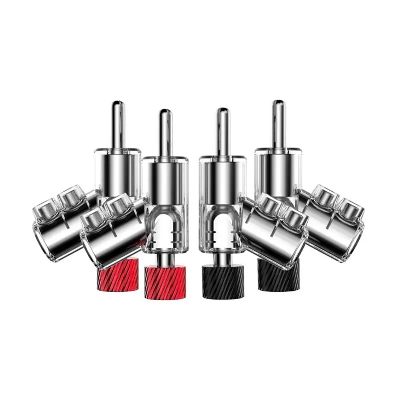 AB25-M21R Real Rhodium Plated 45 Degree Banana Connector Dual Screw Locking Right Angle Banana Banana Plug Rhodium Plated