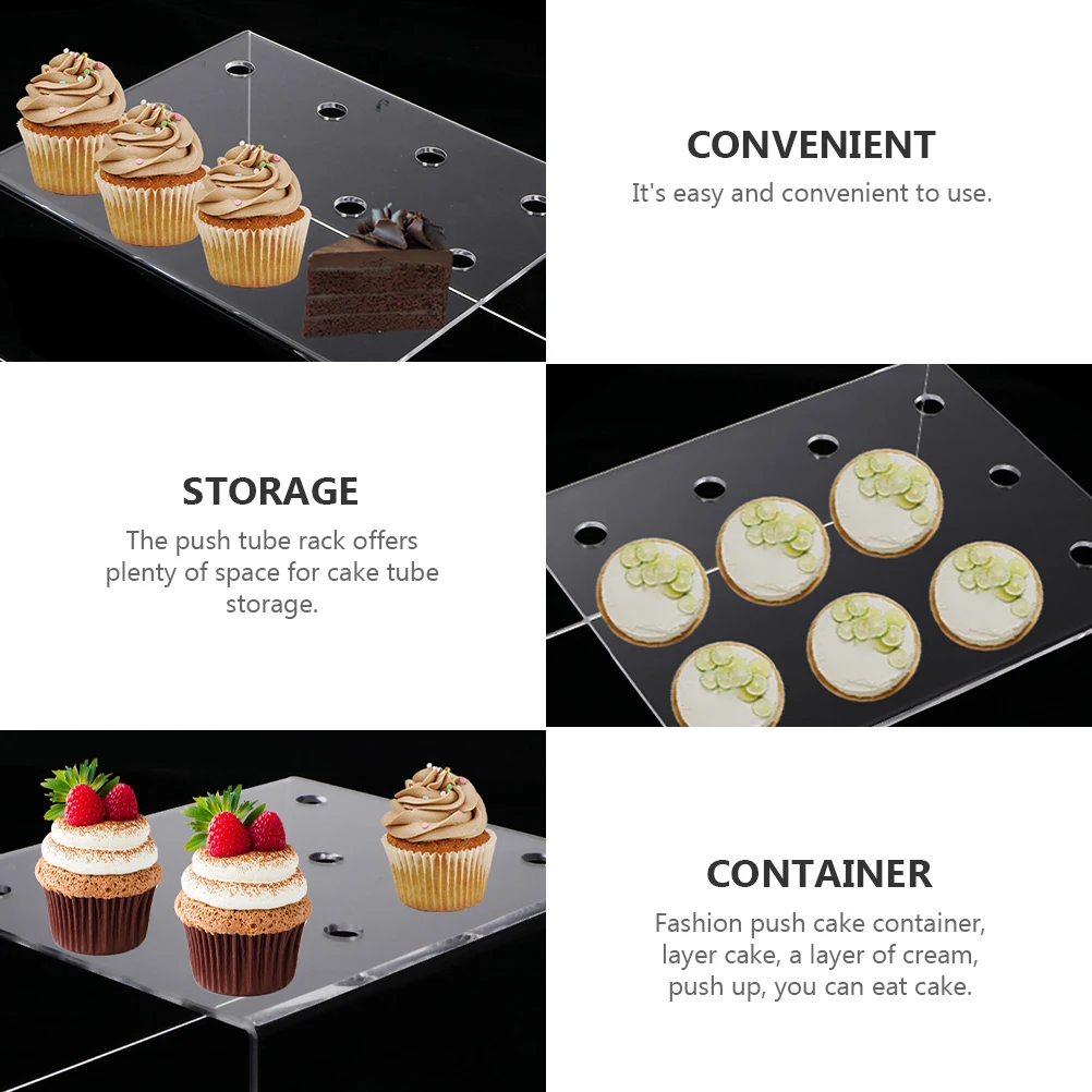 Plastic Cake Push Tube Rack Container Storage Display Stand Bracket Dessert Snacks Fruit Ice Cream Layer Cream Cake