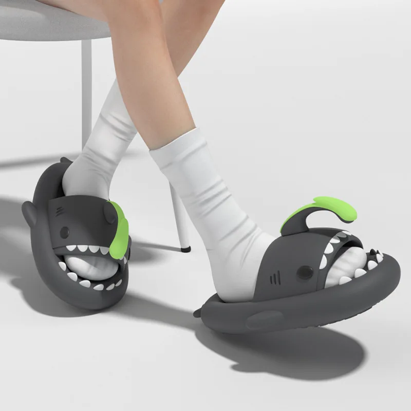 4 cm Dicke Sohle Hai Hausschuhe Für Frauen Männer Indoor Strand Rutschen Nette DIY Nacht Leuchtende Laterne Paare Sommer Straße sandalen – Detail 4
