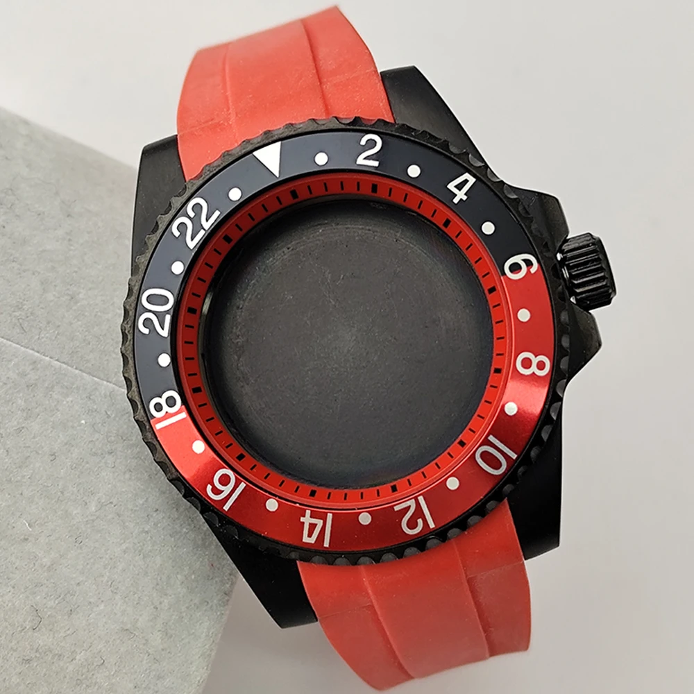 NH35 Uhrenbox mit Lünette, 40,5 mm Gehäuse, passend für NH34 NH35 NH36 Uhrwerke, Zubehör, Saphirglas, 20 mm Gummi-/Edelstahlarmband – Detail 3