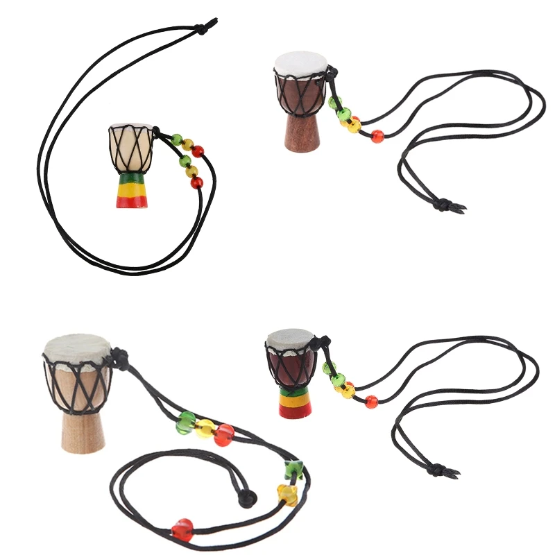 Mini Djembe Percussion African Hand Drum Pendant Drummer Present for Learning Drume Beginner Starter Tool