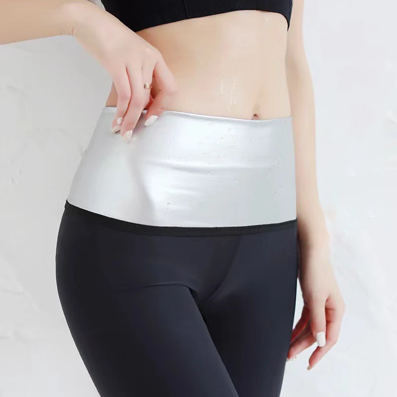 Calça sudorhante para mulheres, Cintura fina, Elástico alto, Exercício de corrida, Yoga Shorts, Perneiras emagrecedoras