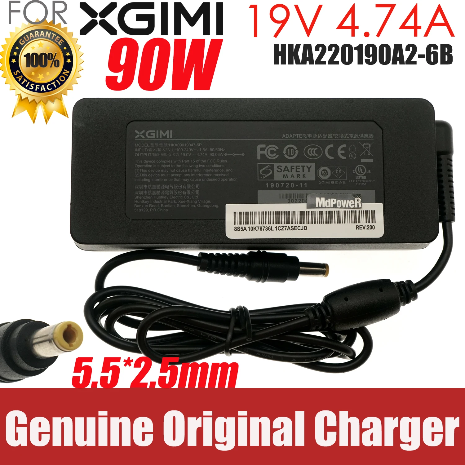 

19V 4.74A 3.7A AC DC Adapter Charger For XGIMI HOME Projector Play Z5 Z3S Z6X Z4X Z8X XEC09 XEC10 H07K HKA09019047-6P ADP-90MD H