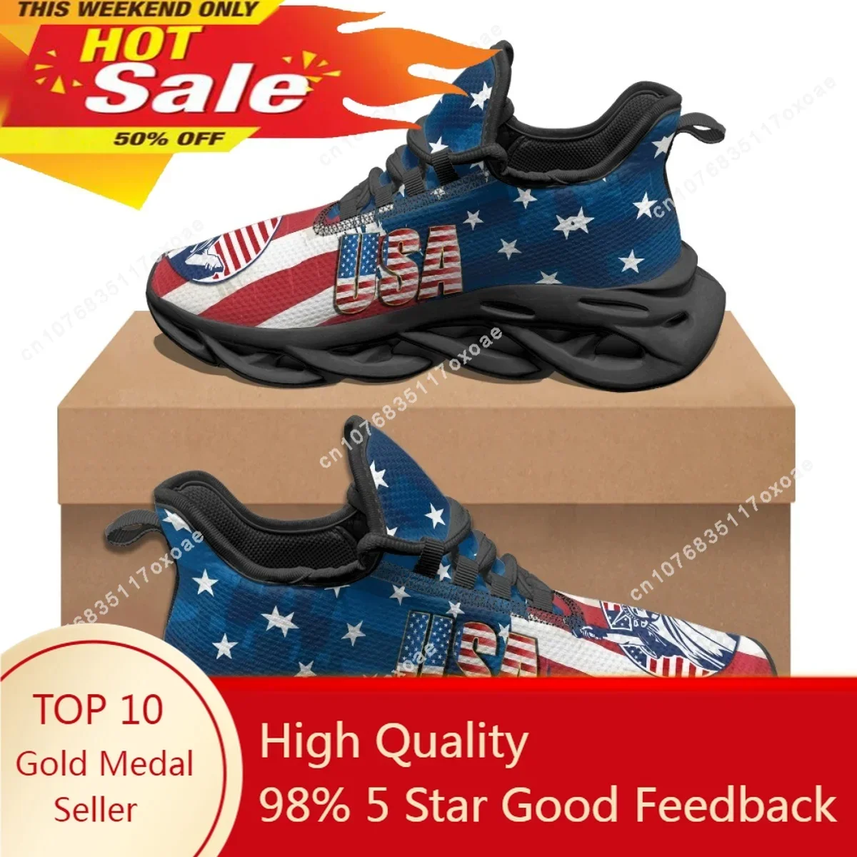 

New American Flag Art Design Casual Sneakers for Women Outdoor Sports Wearable Running Shoes Vulcanized Non-slip Training Shoes