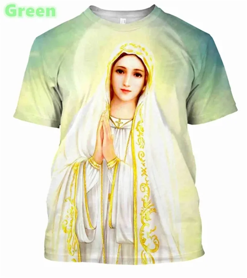 Christian Mother Of God Virgin Mary 3D Printing T Shirt Jesus Cross God Cross Jesus Loves All Christian Unisex Tee Shirts Tops