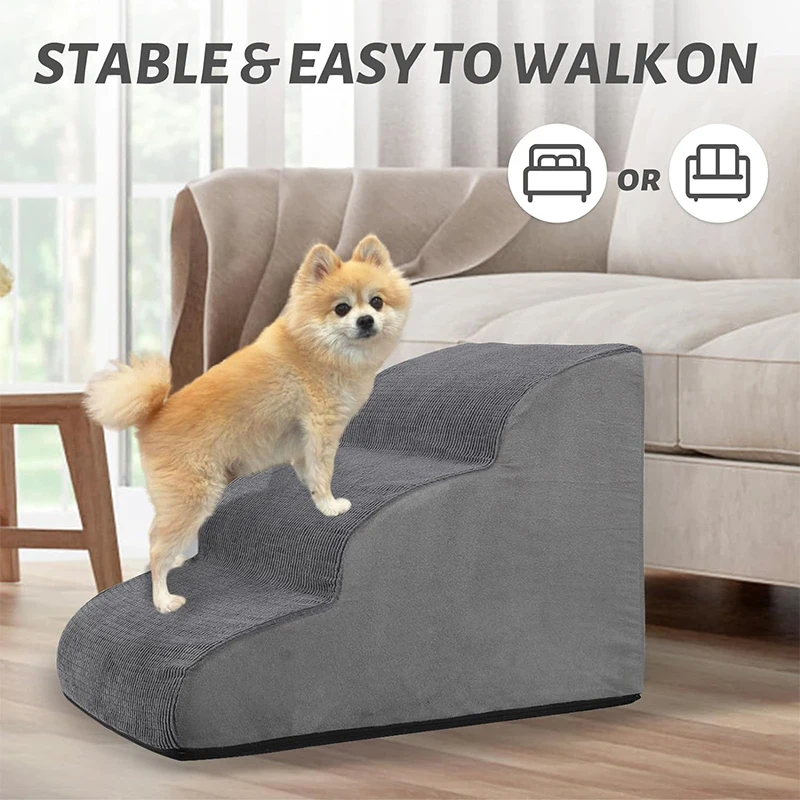 Detachable And Washable Kennel Memory Foam Dog Sofa Stairs Pet 3 Steps Stairs For Small Dog Cat Ramp Ladder Pet Stairs