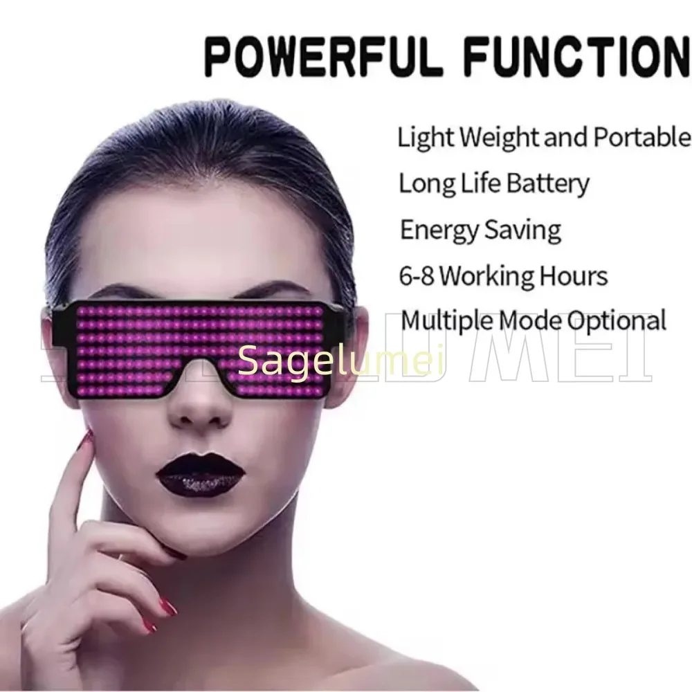 

Светящиеся очки с USB-зарядкой, мигающие LED-очки для вечеринок, концертов, праздников, ночных клубов, костюмированных мероприятий, 10 режимов светодиодной подсветки.