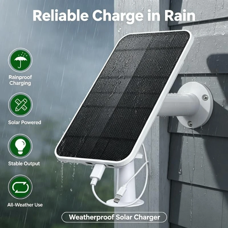 Wall Mount 4W Solar Charger Supports Eufycam 2C Pro Cameras To Achieve Stable Power For Outdoor Continuous Monitoring