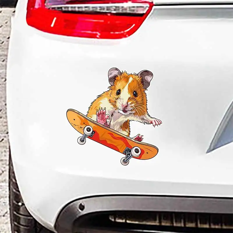 Car Sticker Hamster Rides Skateboard Decal Vinyl Waterproof Outdoor Car Bumper Window Notebook Computer Decoration Y396