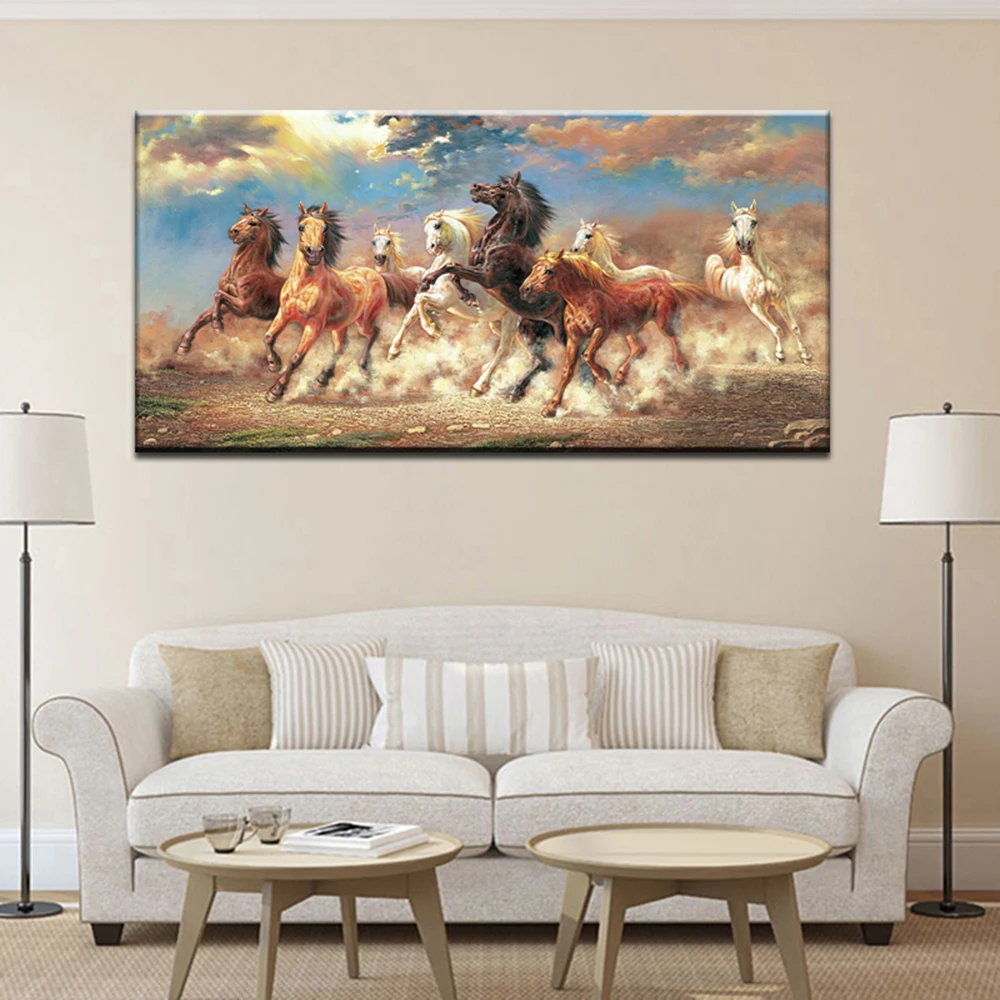 8 Running Horse Animal Modern Printed Oil Painting On Canvas,Cotton Wall Paintings Picture For Living Room Wall Art,Wall Decor