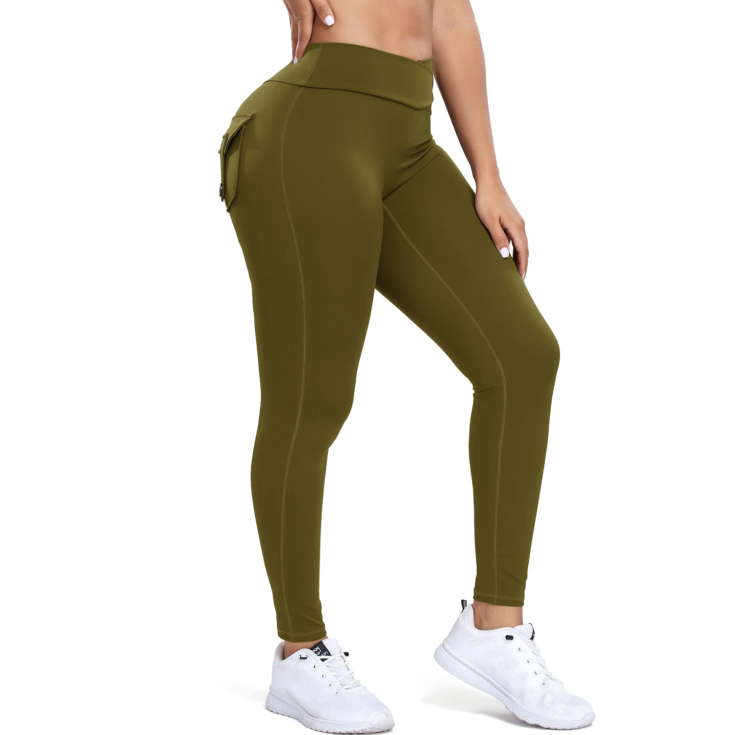 Raspe as leggings com bolsos para mulheres, cintura alta, treino, calças de ioga, calças justas Ruched Booty, ginásio, correr, roupas fitness,