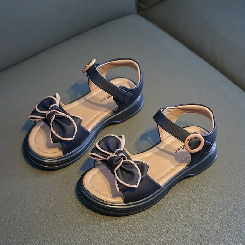 

Милые детские сандалии с бантом в стиле принцессы: классические, модные, универсальные туфли для улицы, для выступлений школьников и повседневной носки