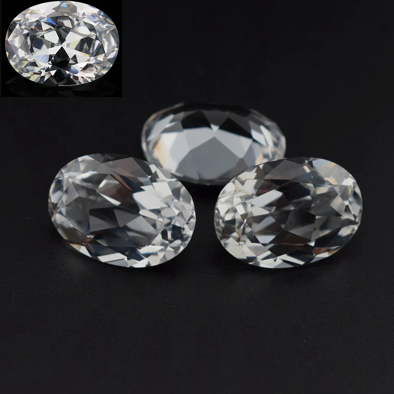 Saphir blanc en vrac en boîte, grande gemme ovale à facettes pour la fabrication de bijoux, jolie Collection de pierres précieuses