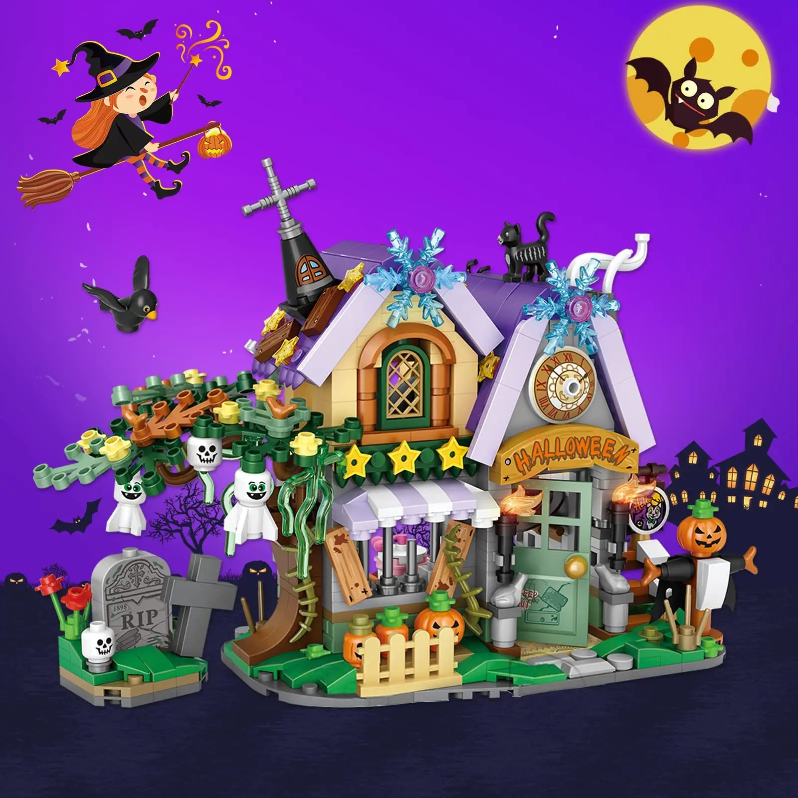 

Мини-строительные блоки TOYLINX — набор головоломок на Хэллоуин для подростков, праздничные строительные игрушки и подарки для домашнего декора