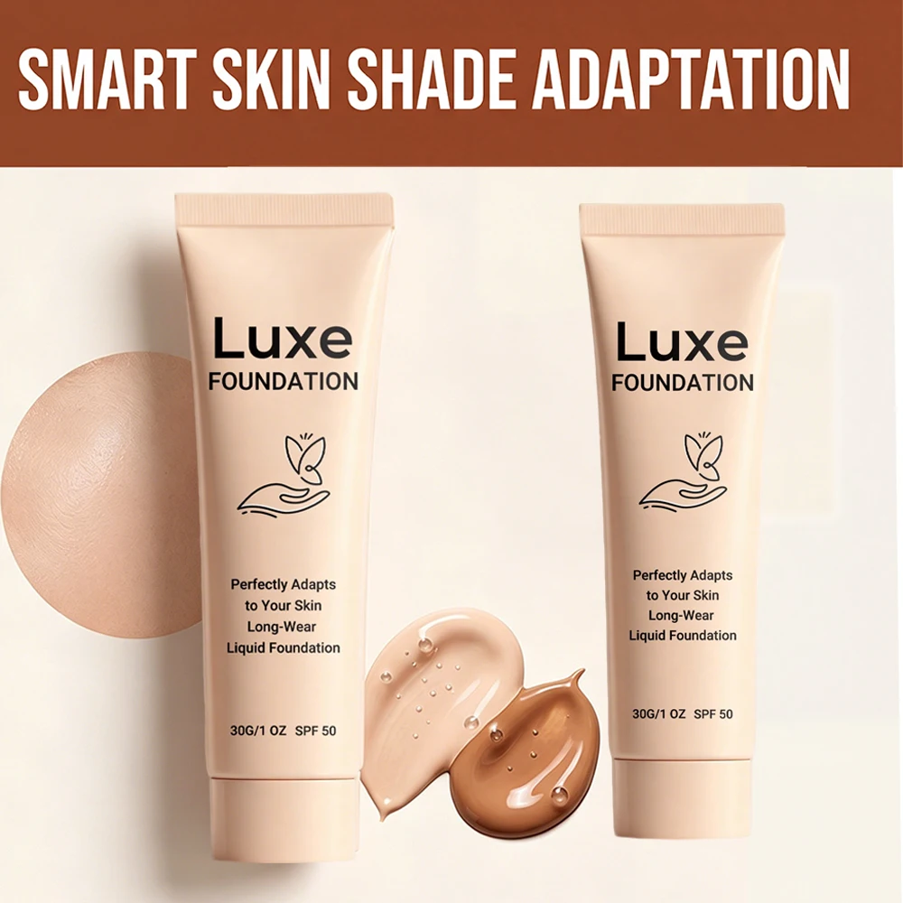 Color Changing Foundation 2 Shades Natural & Deep Self Adapting Skin Tone Lightweight Matte Long Lasting Flawless Face Base