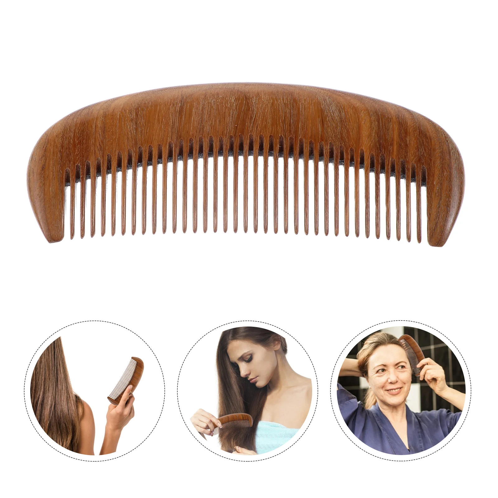 

Green Sandalwood Moon Hair Comb Hairdressing Tool Beard for Men Modeling Carving Combs Styling Women's