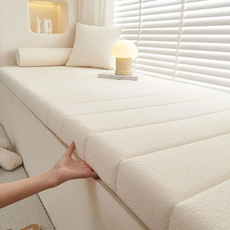 Detachable Teddy Velvet Window  Cushion Luxury Modern Style Balcony  Pad Simple Pure Color Customizable Home Textile view 4