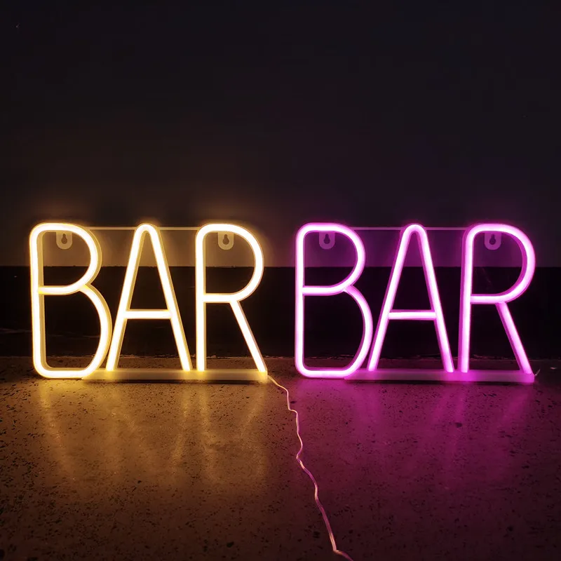 BAR Neon Sign Light LED Letter Neon Lamp Tube Christmas Decoration  Pendant KTV Party Bedroom Home Decor Festival Kids Gift