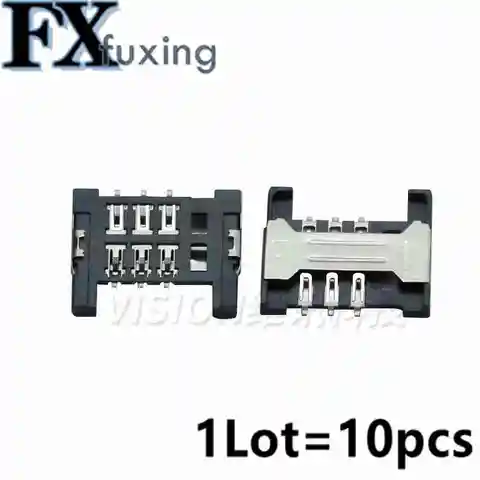 10pcs/lot 6Pin Sim Card Socket Holder Connector For Lenovo A568t A788t K860I A3000-H A5000 Tray Slot 1.8mm Thickness 6 Feet