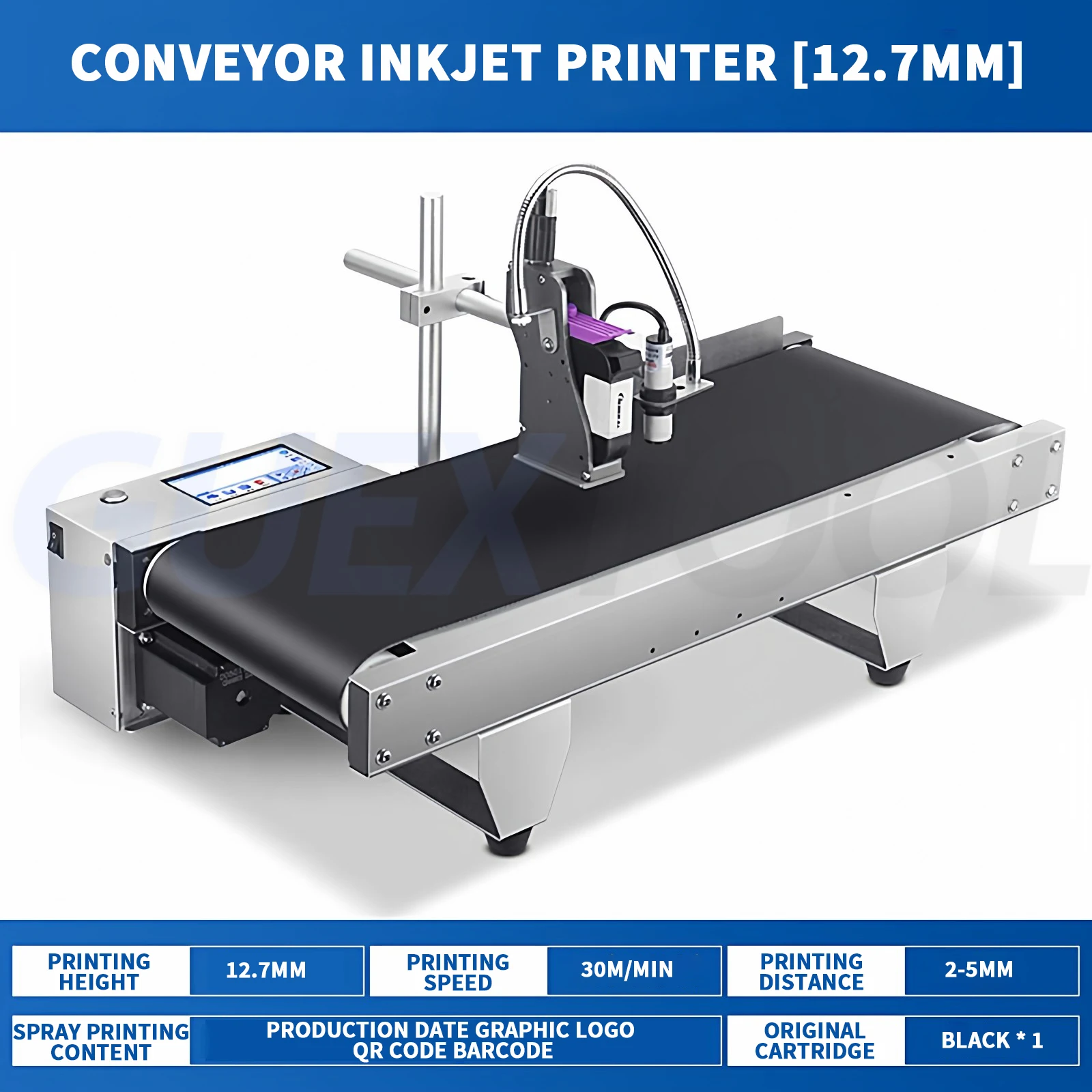 

Conveyor Coding Machine Small Desktop Fully Automatic Coding Machine QR Code Production Date Image Logo Coding