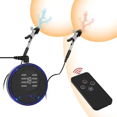 Electric Shock Nipple Clamps Breast Massager Stimulator BDSM Toys Bondage Clitoris Labia Clamp Slave Sex Toys Women Adult Games