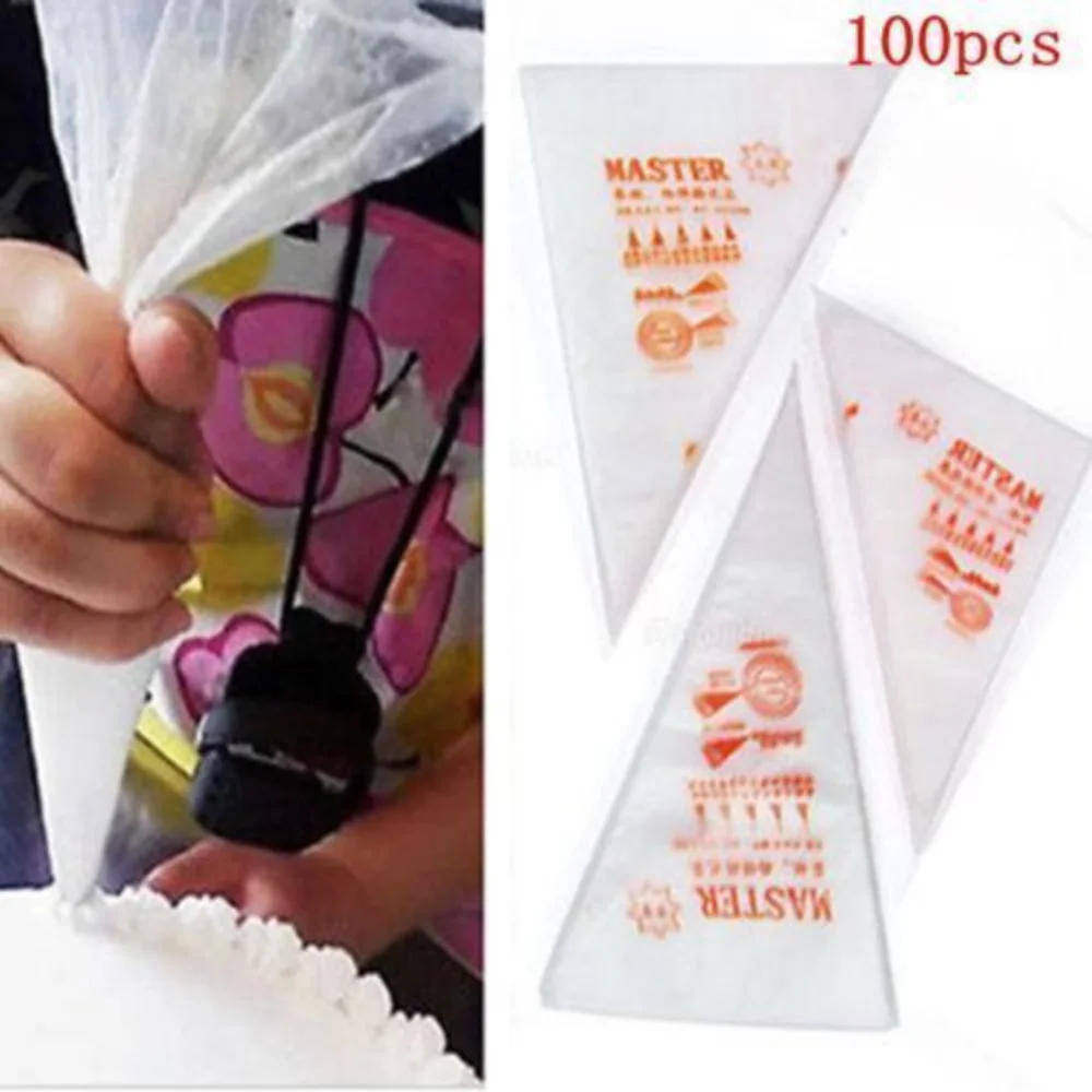 100PCS Piping Bag Disposable Tip Tool Icing Fondant Cake Cream Decorating Pastry