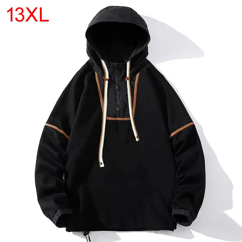 Autumn Winter Fashion Brand Fat Man Plus Plus Size Extra Large Men Casual Loose Hooded Sweater Plus Plush Warm Shirt 13xl 190kg