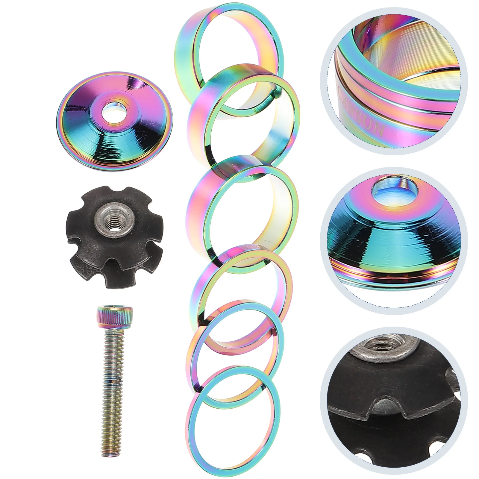 

1 set 1 Set Aluminum Alloy Headset Spacers Bicycle Stem Gaskets Road Bike Washer Spacer Durable Sturdy Smooth Edge Bike Supply